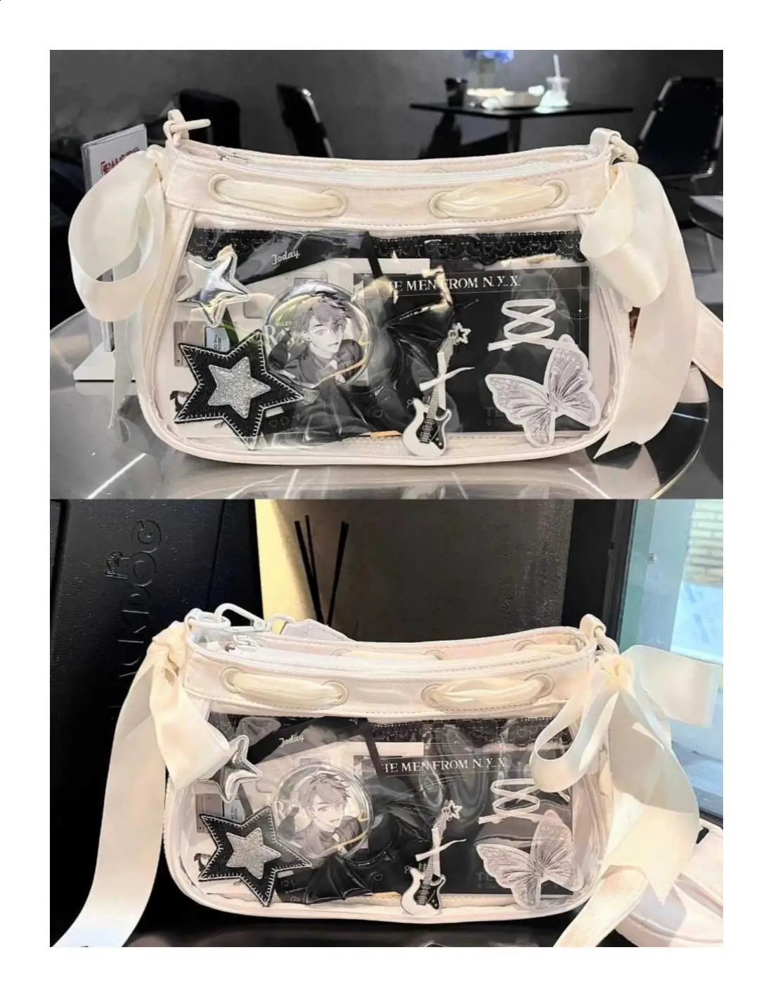JIAERDI Japanese Transparent White Ita Bags Women Lolita Bow Casual Messenger Bag Female Harajuku Sweet Cute Handbag Aesthetic 240821