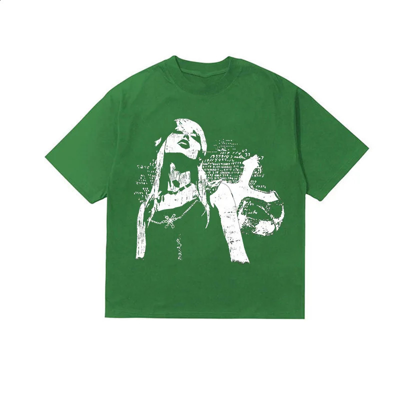 EMO Hip Hop Mens Y2K Pure Cotton Tshirt Harajuku Graphic Printed Long Sleeve Rock Gothic Super Punk Retro w240822