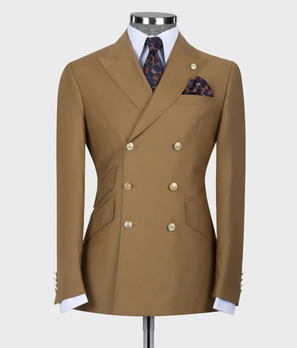 Men Suits Classic 6 Buttons Blazer Trousers 2pc Jacket PantsDouble Breasted Slim Fit Wedding Groom Clothes Man TailorMade 240821