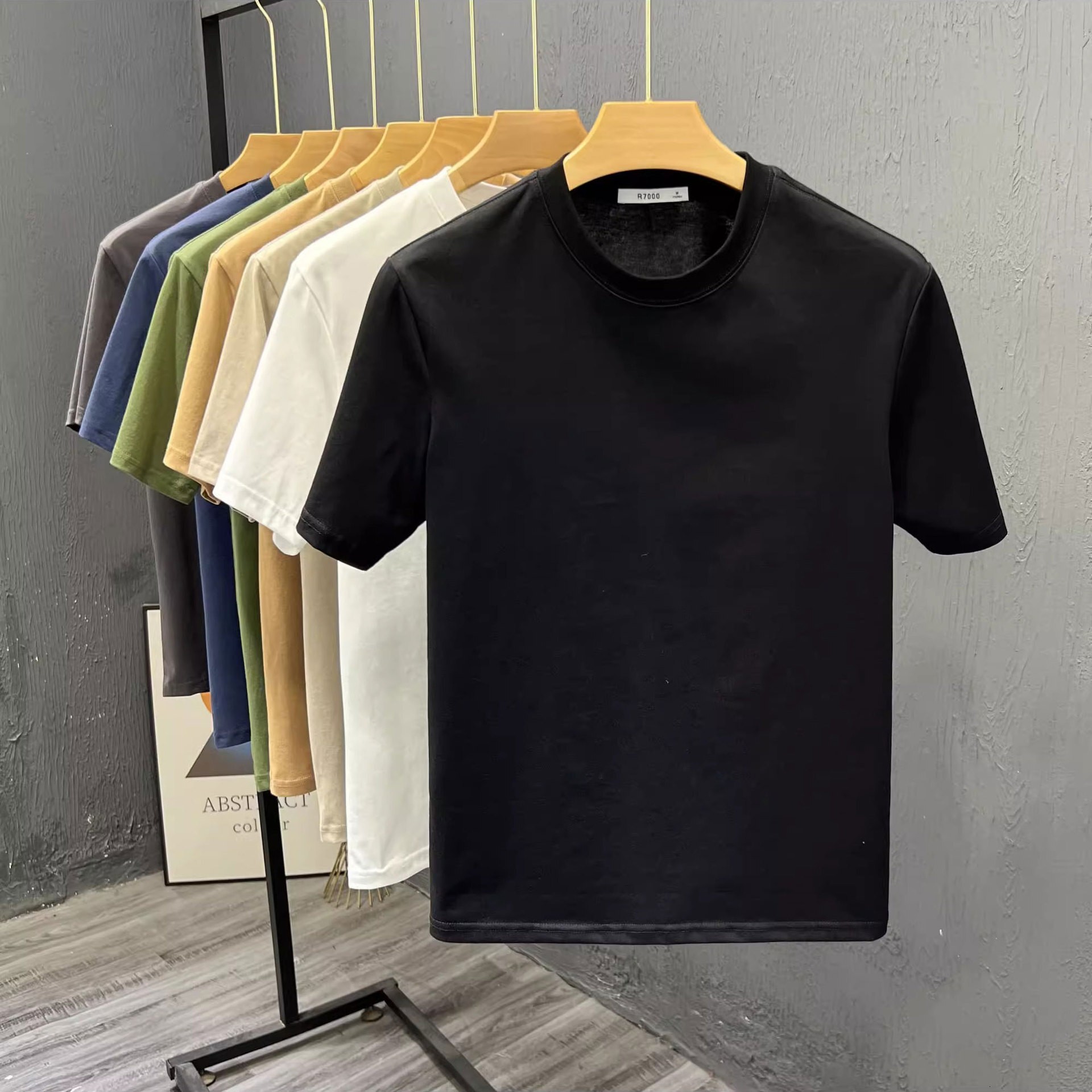 New Short Sleeved T-shirt Mens Round Neck Short Sleeved Mens Summer Trendy Style t Versatile Top Interwoven T-shirt Top