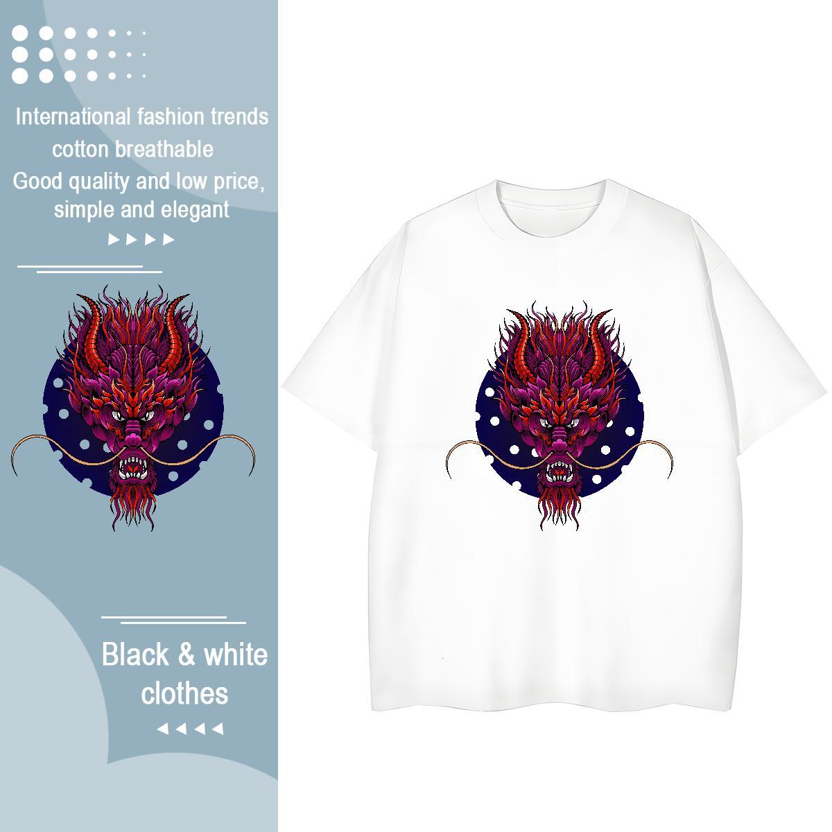 New Woman T Shirts 230g 100% Cotton Breathable Crew Neck Casual dragon Lady T shirt 5A Cartoon Anime Tee Shirt
