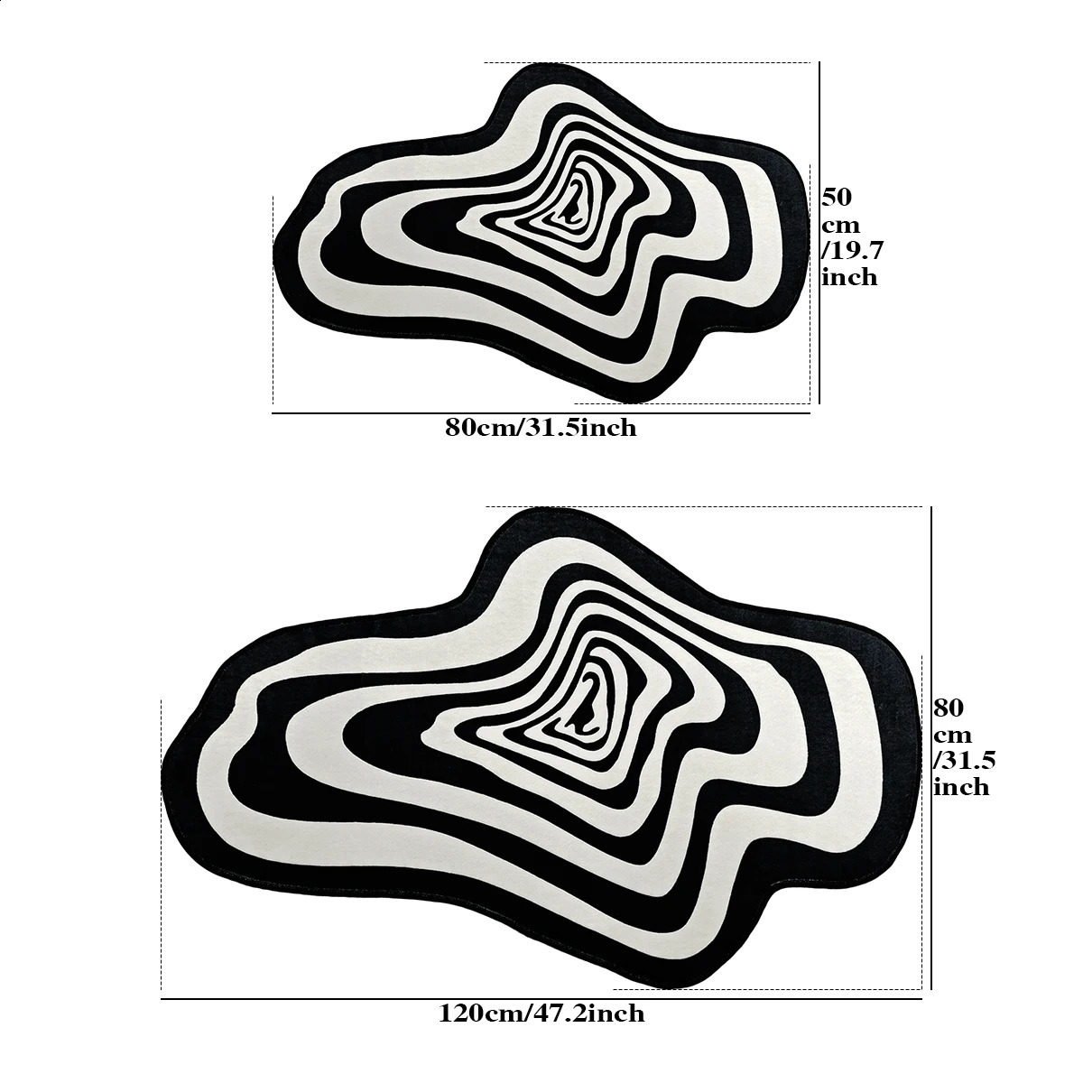 Irregular Carpet Living Room Bedroom Home Decoration Modern Rug Black White Floor Mat Entry Doormat Area Rugs Machine Washable 240821