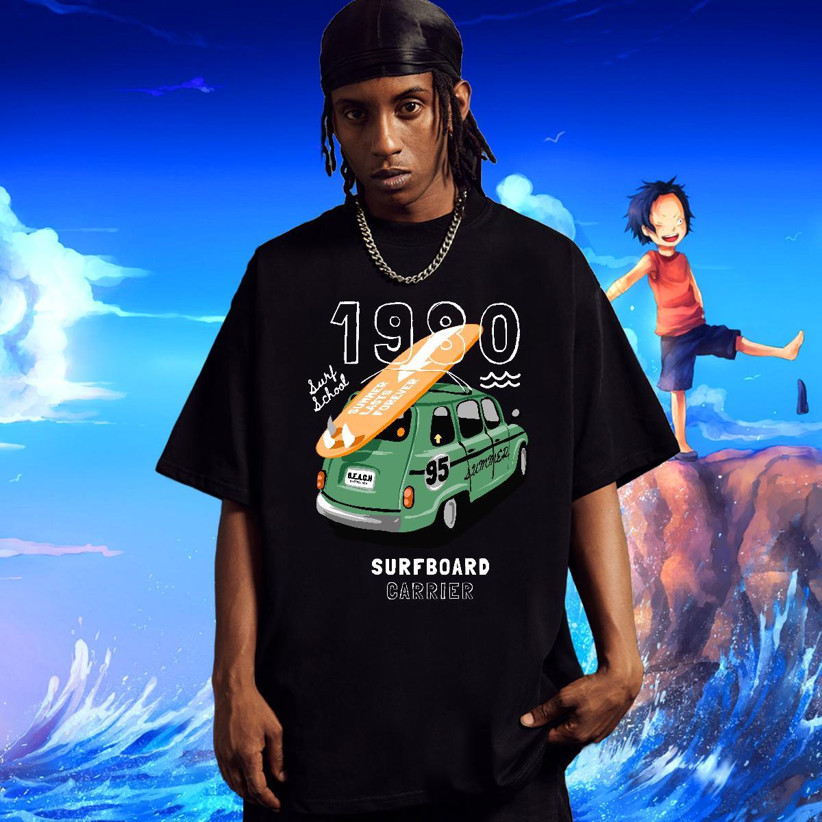 Brand Men Tshirts Sports Casual 100% Cotton 230g DIY Anime Pure Cotton car T shirt 2024 Designer Polos