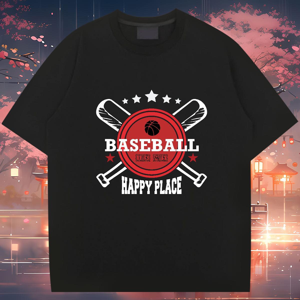 Comfortable baseball Mens T Shirts High Street Hip Hop Tshirts 230g Cotton Fashion New Crew Neck Customized Print Tops Shirt