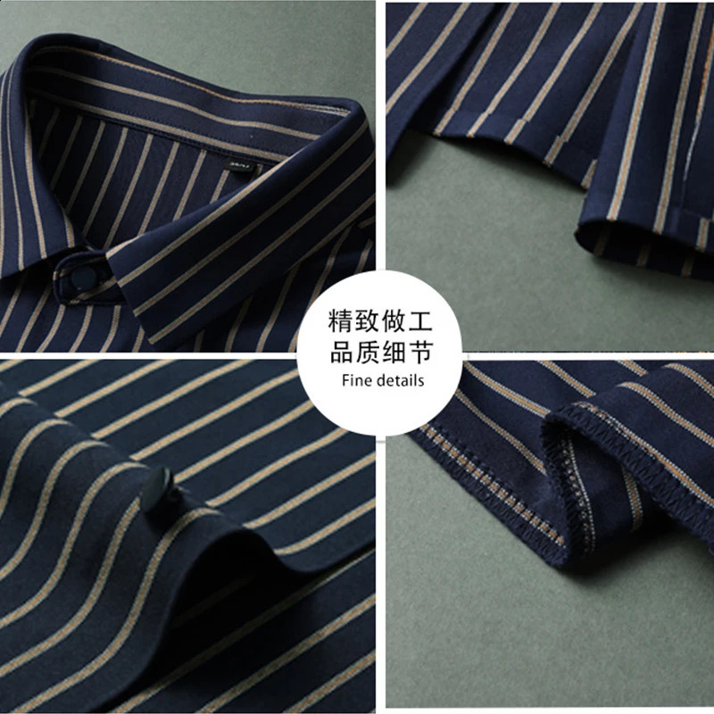 Spring and summer wrinkle-free four-sided elastic mens shirt long sleeve formal business casual silk wear free iron 240822