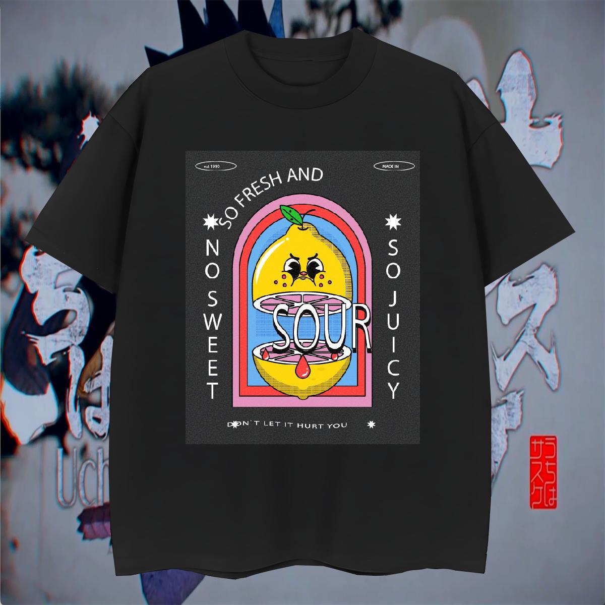 Loose Men Tees Casual Daily Wear 100% Cotton 230g White Plus Size Short Sleeve O-Neck sour T Shirt For Man Designer Fashion Clothes