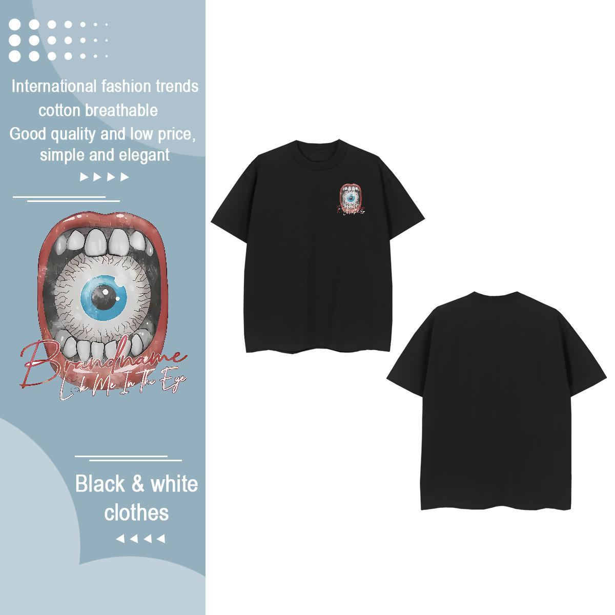 Fashion New T-Shirts for Women 230g Cotton Breathable Sports Street Wear eyeball Couples T Shirts Designer Anime Tops Shirt