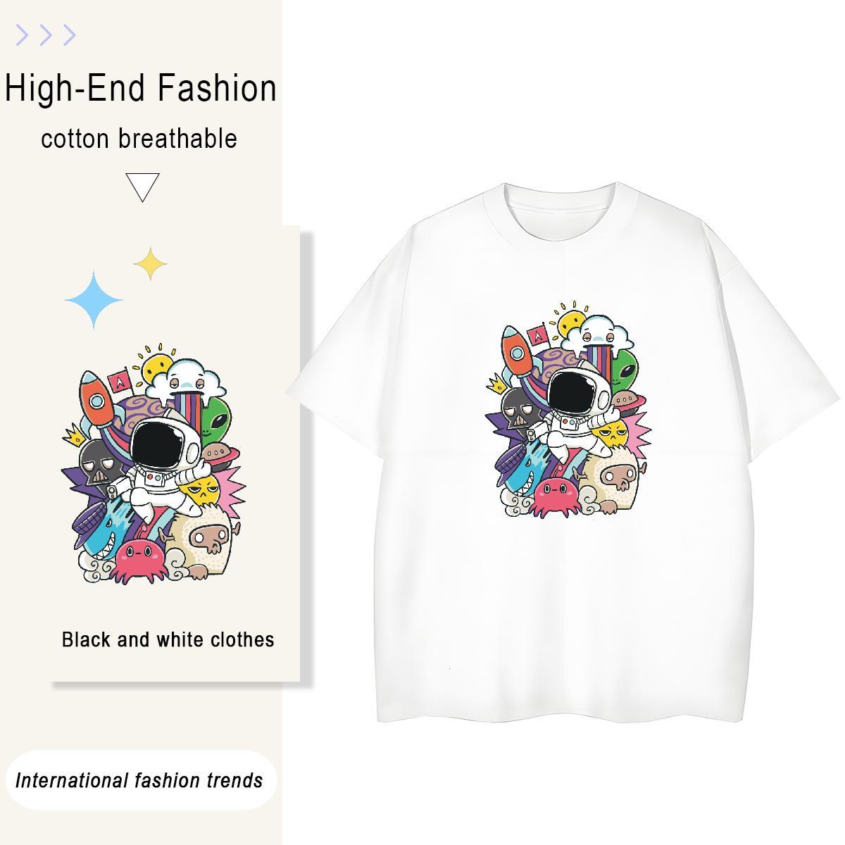 Designer Nice Women Tshirts 100% Cotton 230g universe Hip Hop Street Womens T Shirts Round Neck Short Sleeve Floral Print Tops Shirt