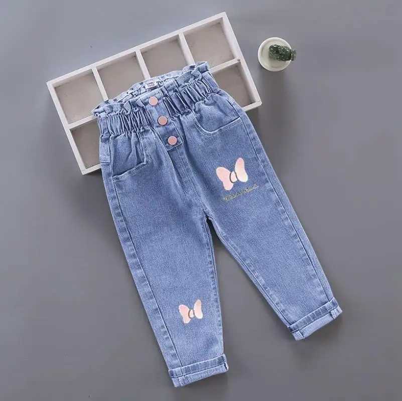 Childrens jeans boys spring and autumn Korean version elastic jeans girls versatile fashion denim pants 1-6Y W241227
