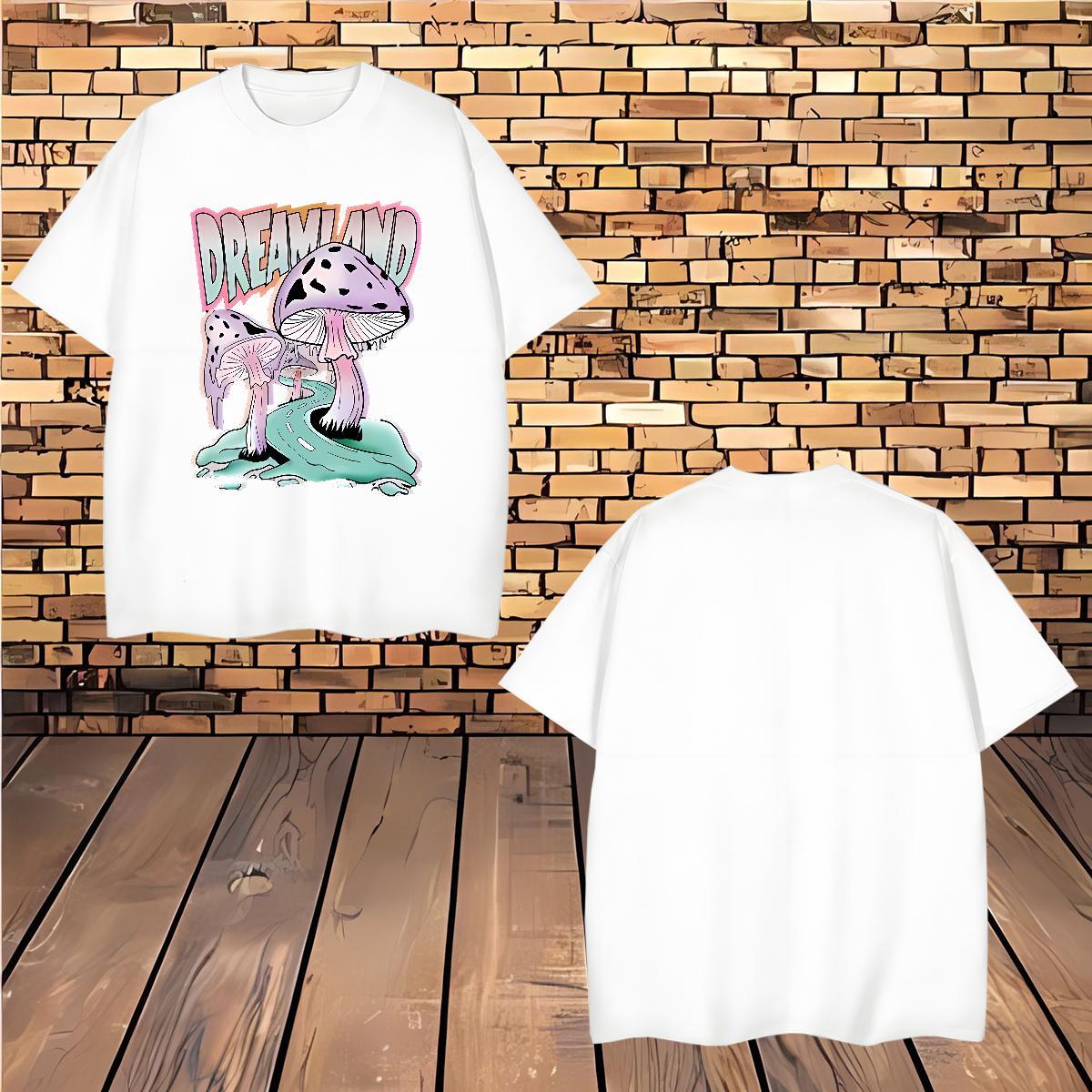 Designer mushroom T Shirts Men High Street Hip Hop Mens Tshirts 230g 100% Cotton Classic Breathable Crew Neck Skull Tops Shirt