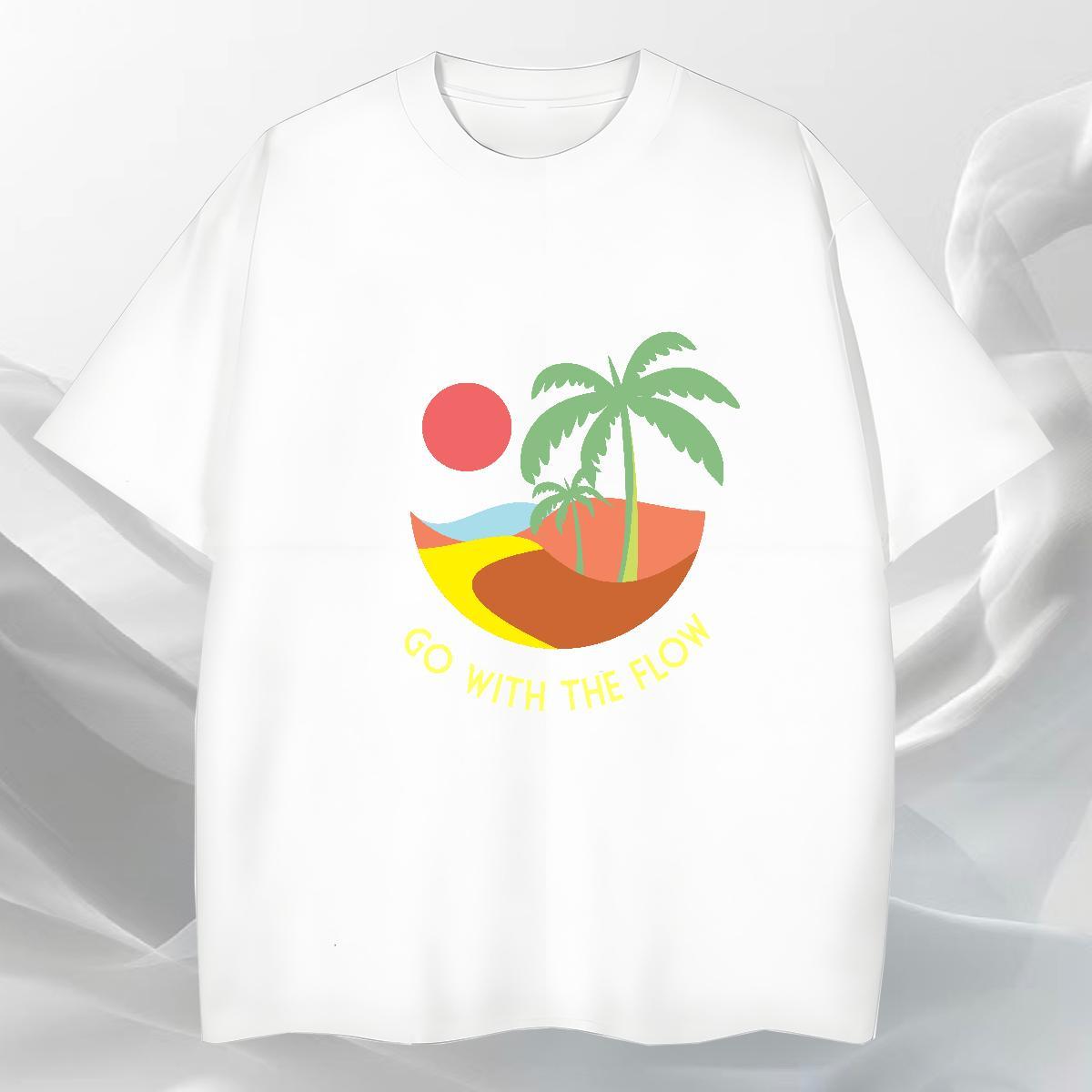 Loose Mens Tshirts Street 230g 100% Cotton Customized Print Breathable beach T shirt 2024 DIY Top Tees