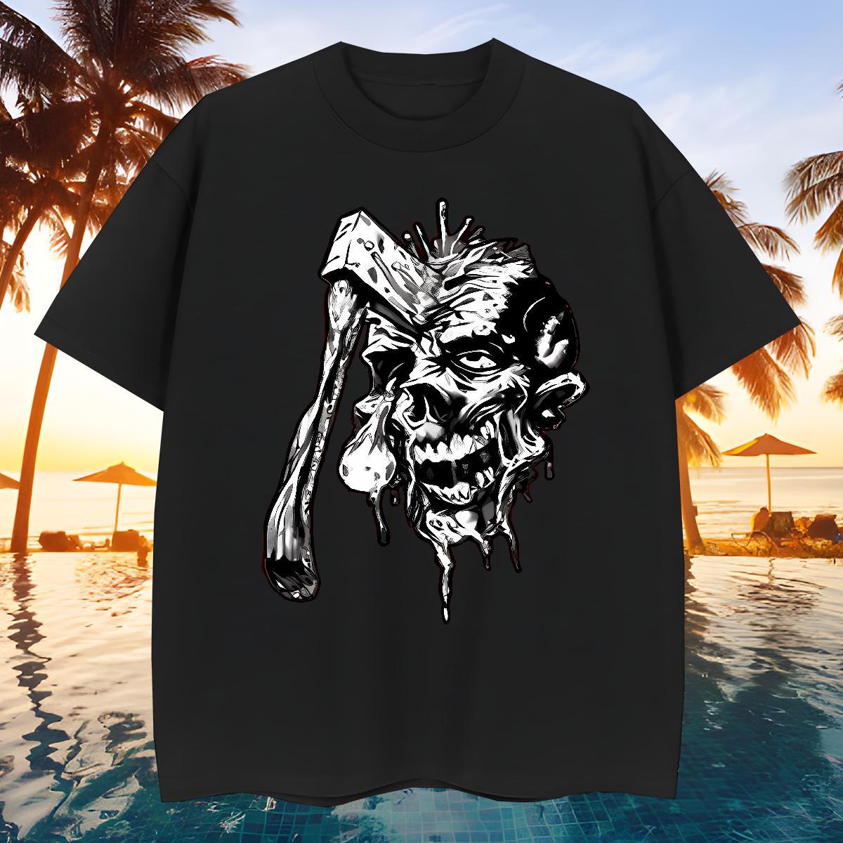 Brand Men Tshirts 230g 100% Cotton Street wear Hip Hop skull Pure Cotton Man T Shirts Soft Custom Print Plus Size Tops