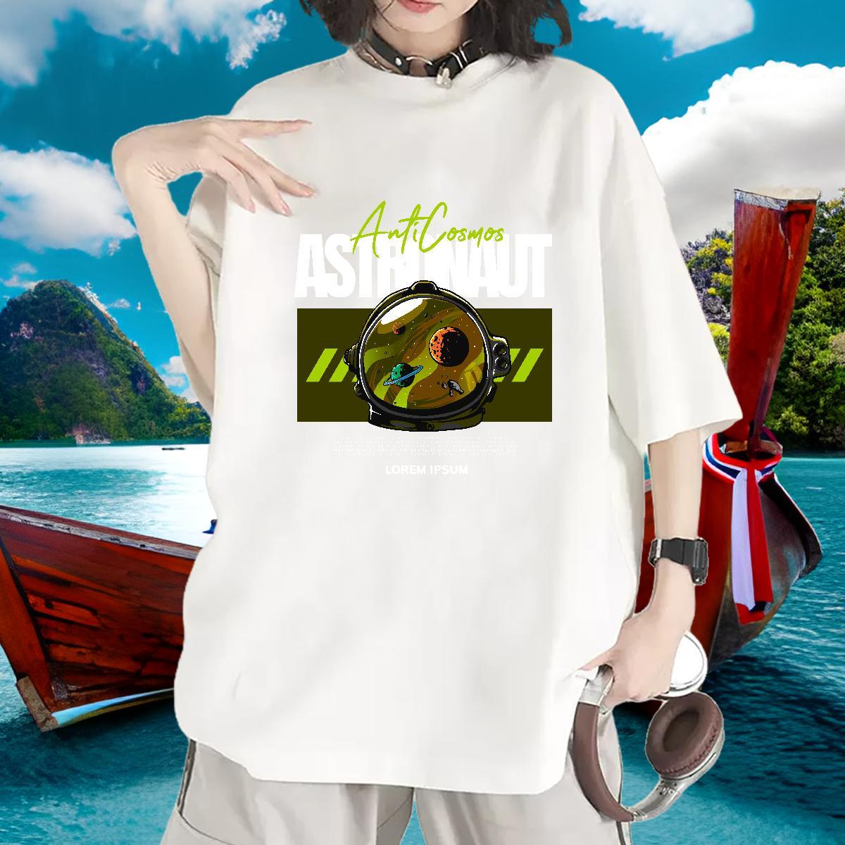 Designer Tshirt for Man Woman 230g Pure Cotton planet Casual Daily Wear Woman T Shirts Short sleeve Soft Cartoon Printing L-4XL Tshirts