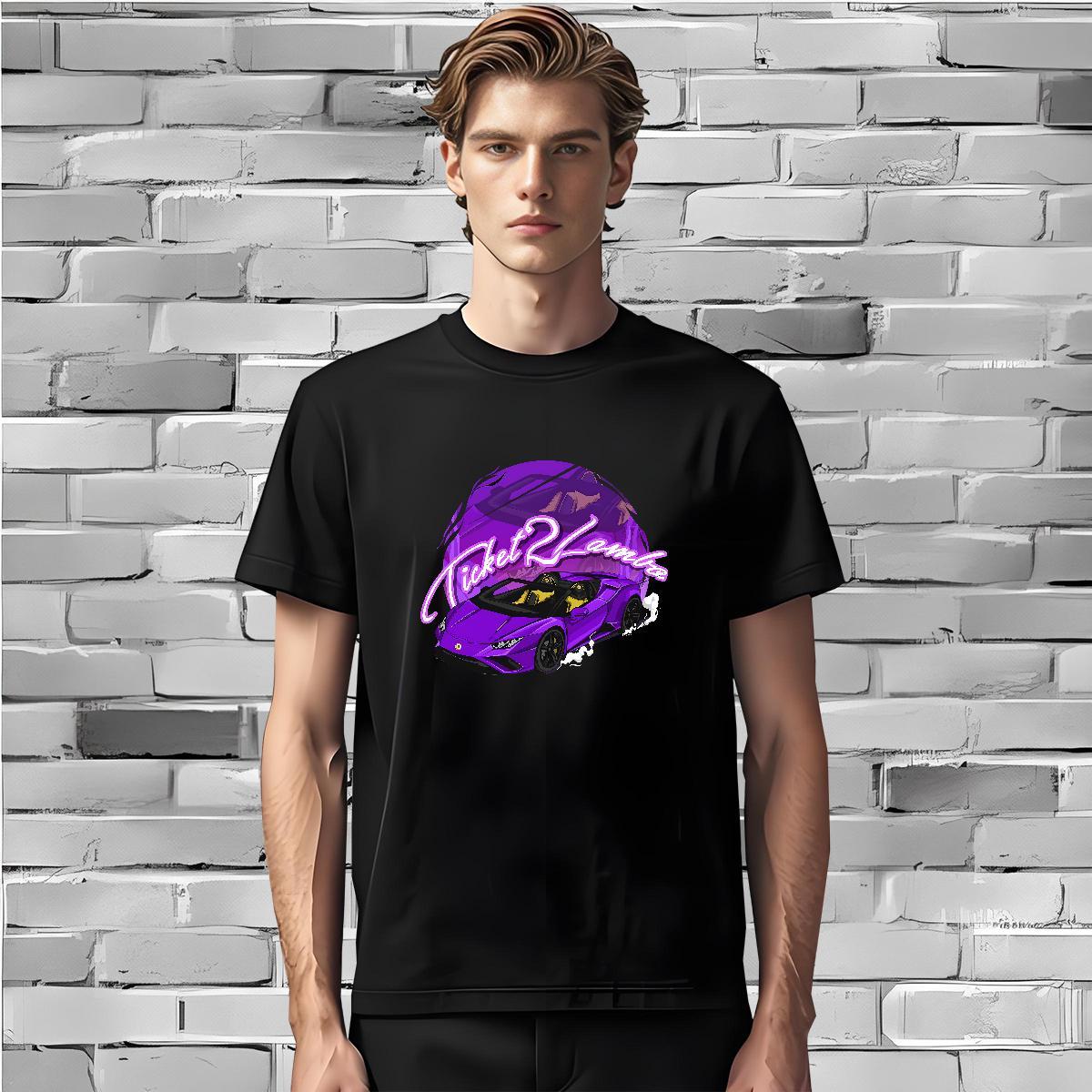 Loose car T Shirt For Man Hip Hop Street Men Clothes T-Shirt 230g Cotton Customized Round Neck Short Sleeve DIY Anime Tee Shirt