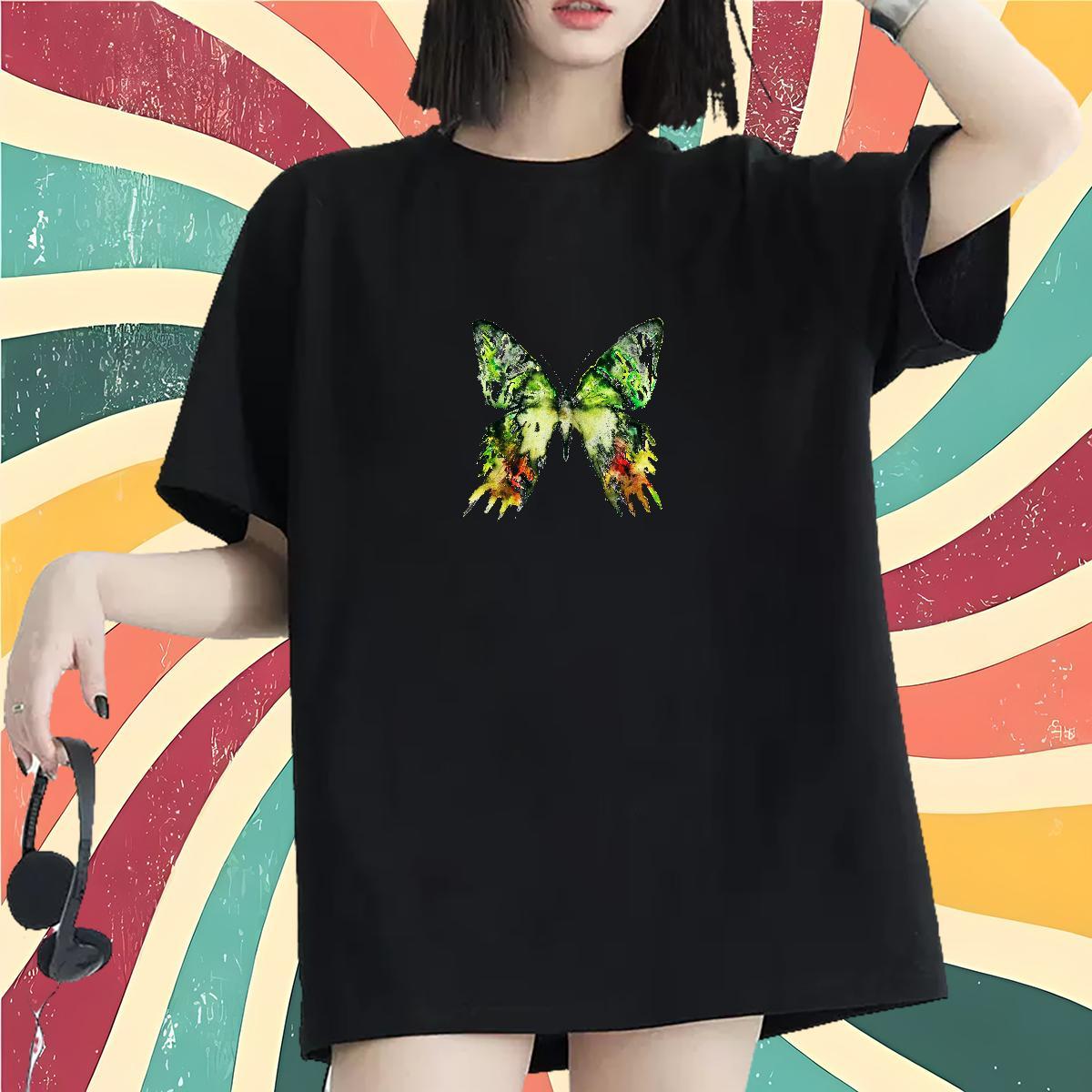 Brand T-Shirts O-Neck Short Sleeve 100% Cotton 230g Tshirt for Man Woman Customized Print Butterfly Outdoor Nice Polos