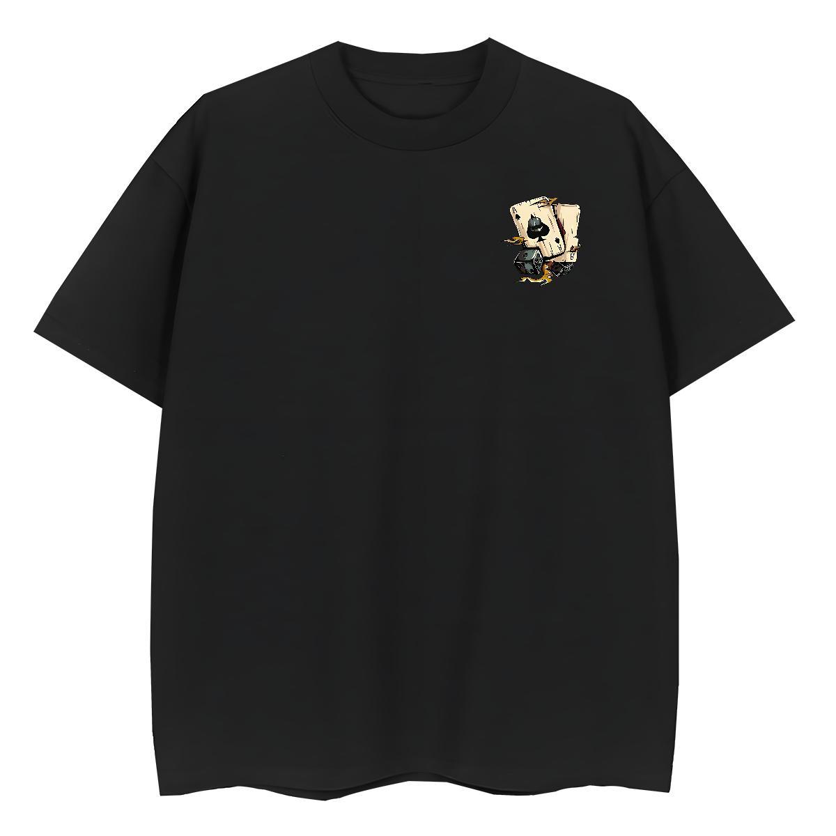 Fashion Design dice Tshirts 230g Cotton T shirt Black Oversized Casual Round Neck Short Sleeve Soft Wear