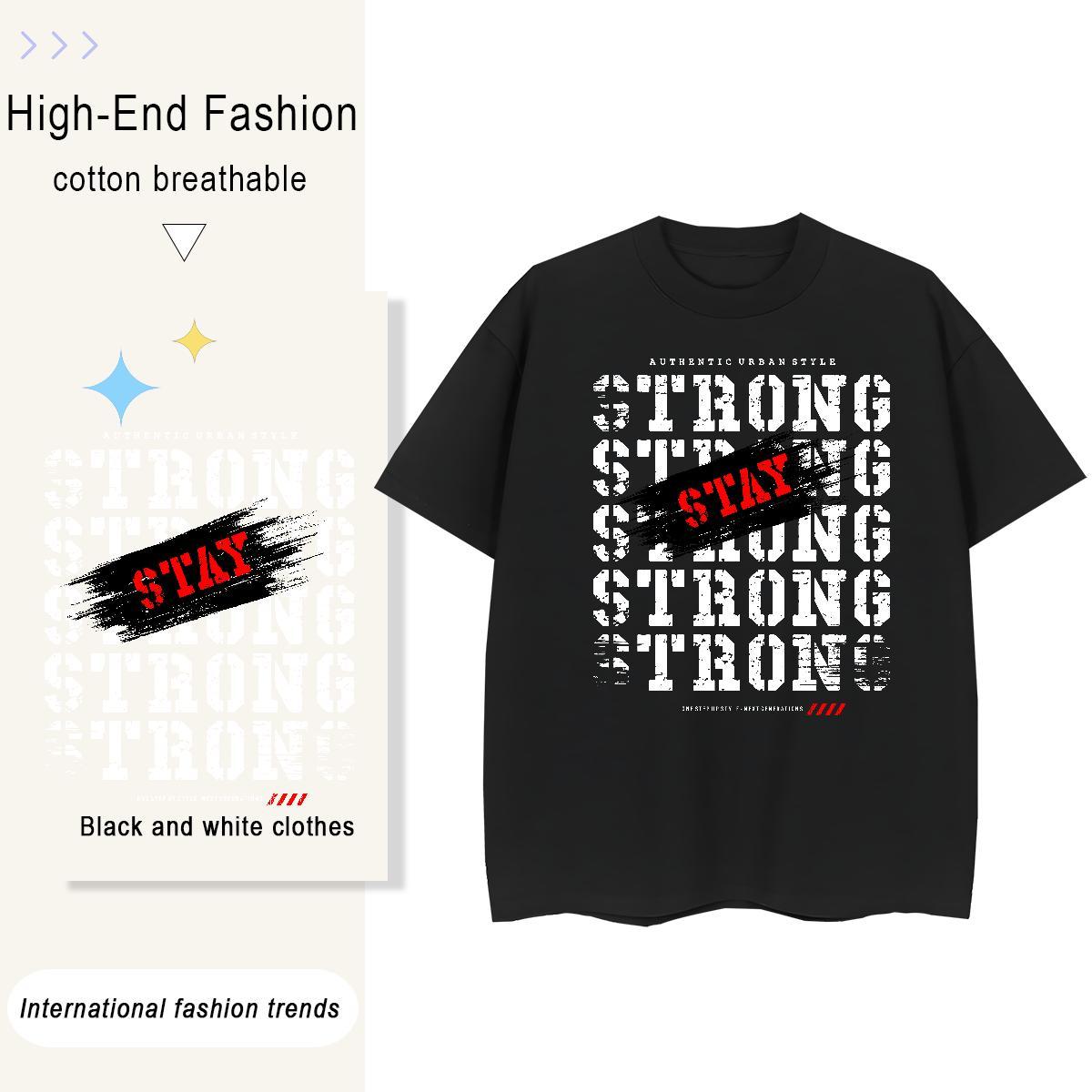 Brand Men Tops Tees High Street Hip Hop 230g 100% Cotton Cartoon Printing L-4XL Breathable Short Sleeve run Men T Shirts 2024 New Polos