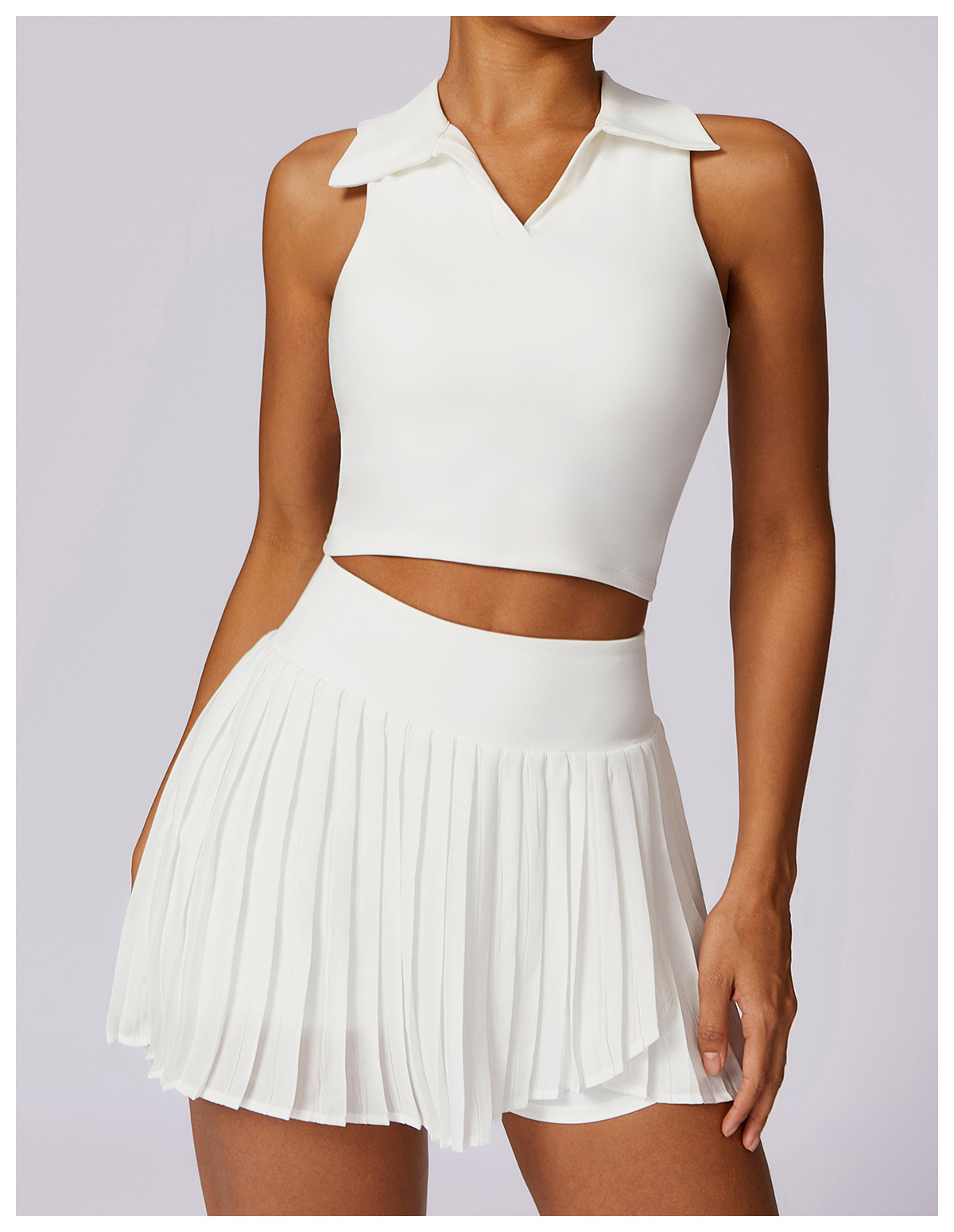 Women's Sporty Yoga Set - Breathable Bra With Elastic Waistband & Flared Skirt Dress For Active Wear