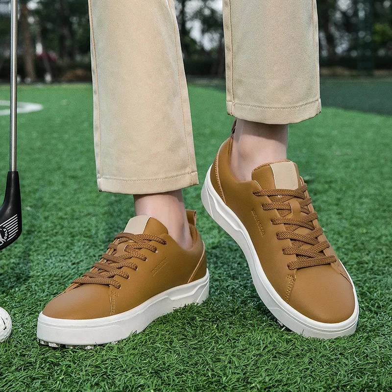 Men Women Golf Shoes Breathable Leather Training Sneakers Spikeless Trainers Laceup Business Casual Travel 240821