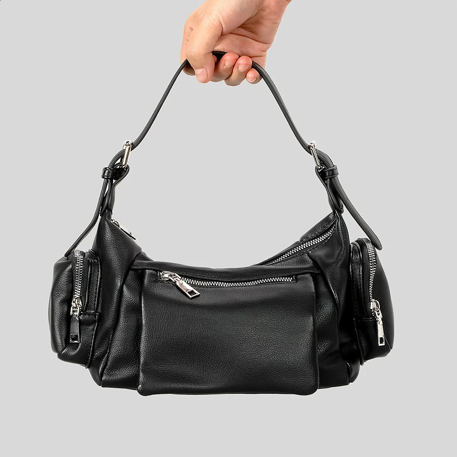 Vintage Multiple Pockets Underarm Bag Punk Style Women Handbags Pu Leather Shoulder Crossbody Bags Y2K Messenger 2024 240821