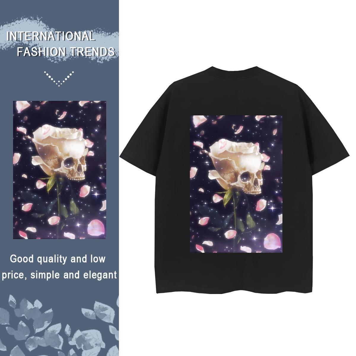Classic T-Shirts 230g 100% Cotton Short sleeve Soft Casual Daily Wear skull Womens Tshirts Female Custom Print Plus Size Clothings