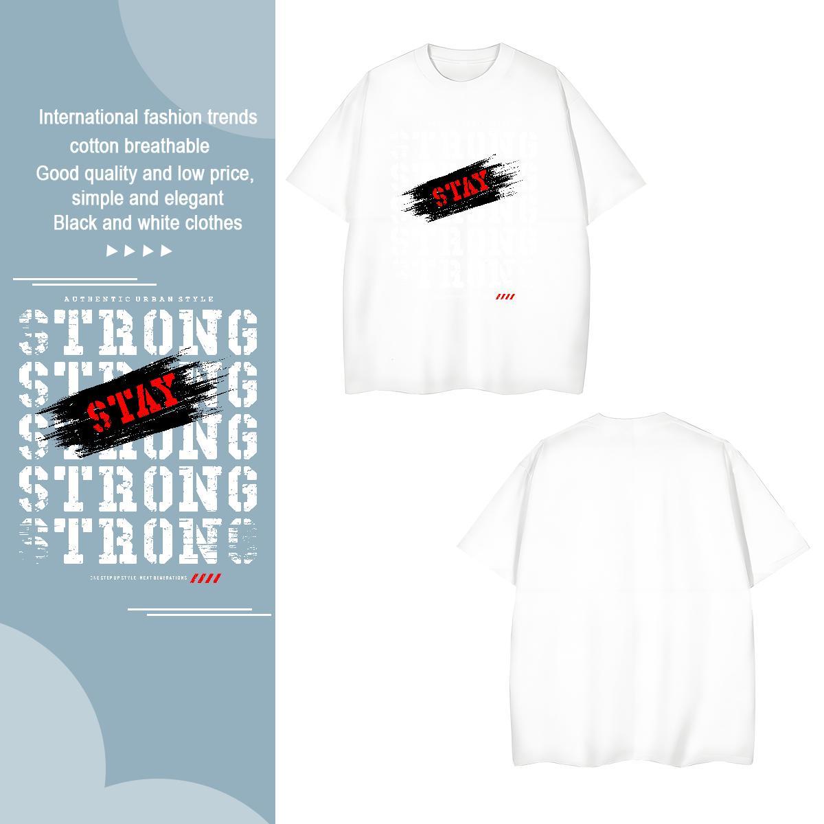 Loose Fit run Mens T Shirts Summer Casual Men Tees 230g Cotton Fashion Designer O Neck Short Sleeves White Plus Size Wear
