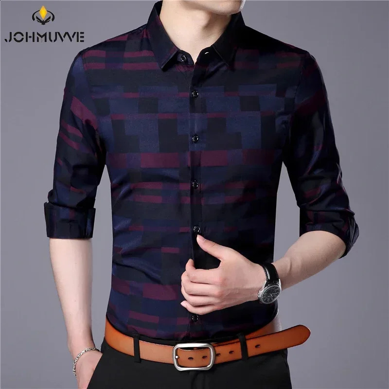 Mens Casual Business Long Sleeve Shirt Formal Office Men Tshirt 240822