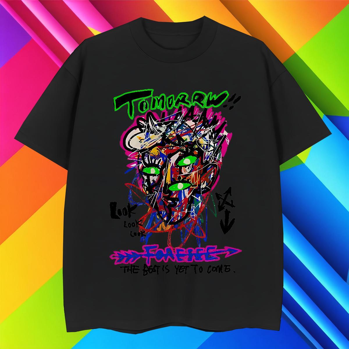 New Men Clothes T-Shirt 230g Pure Cotton High Street Hip Hop graffiti Crew Neck Breathable T Shirts Men Cool Plus Size Custom Tees