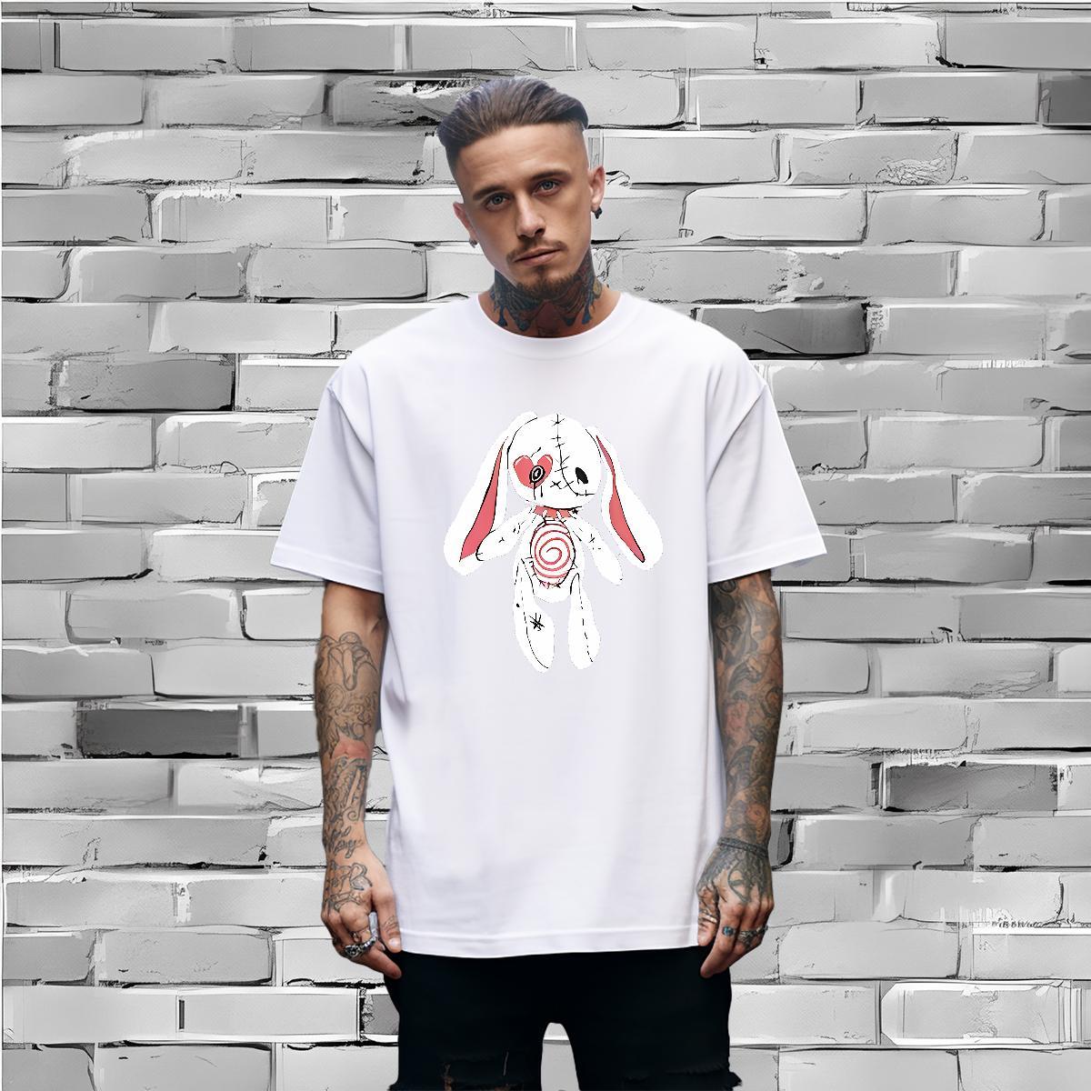 Cool rabbit T Shirts Men Home Outdoor Mens Tshirts 230g Cotton New Breathable Soft Graphic Clothings