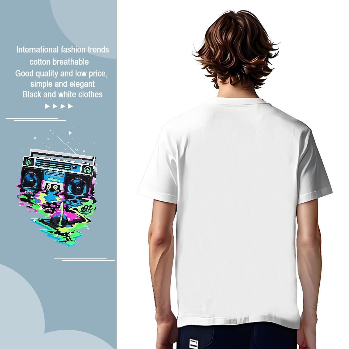 Free Shipping radio T Shirts Men Casual Daily Wear Tshirts 230g 100% Cotton Stylist Short Sleeve Soft Oversized 4XL Tee Shirt