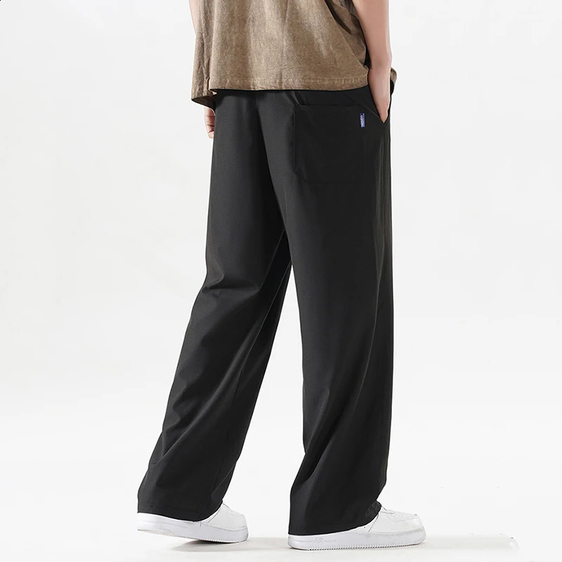 Summer Ice Silk Straight Baggy Mopping Pants Large Size S-4XL Mens Thin Casual Pants Men Lightweight Full Length All-matchPants 240822