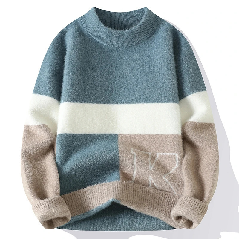 Winter Korean Thick Mens Warm Sweater Fashion Wool Pullover Full Size M3XL MY0179 240821