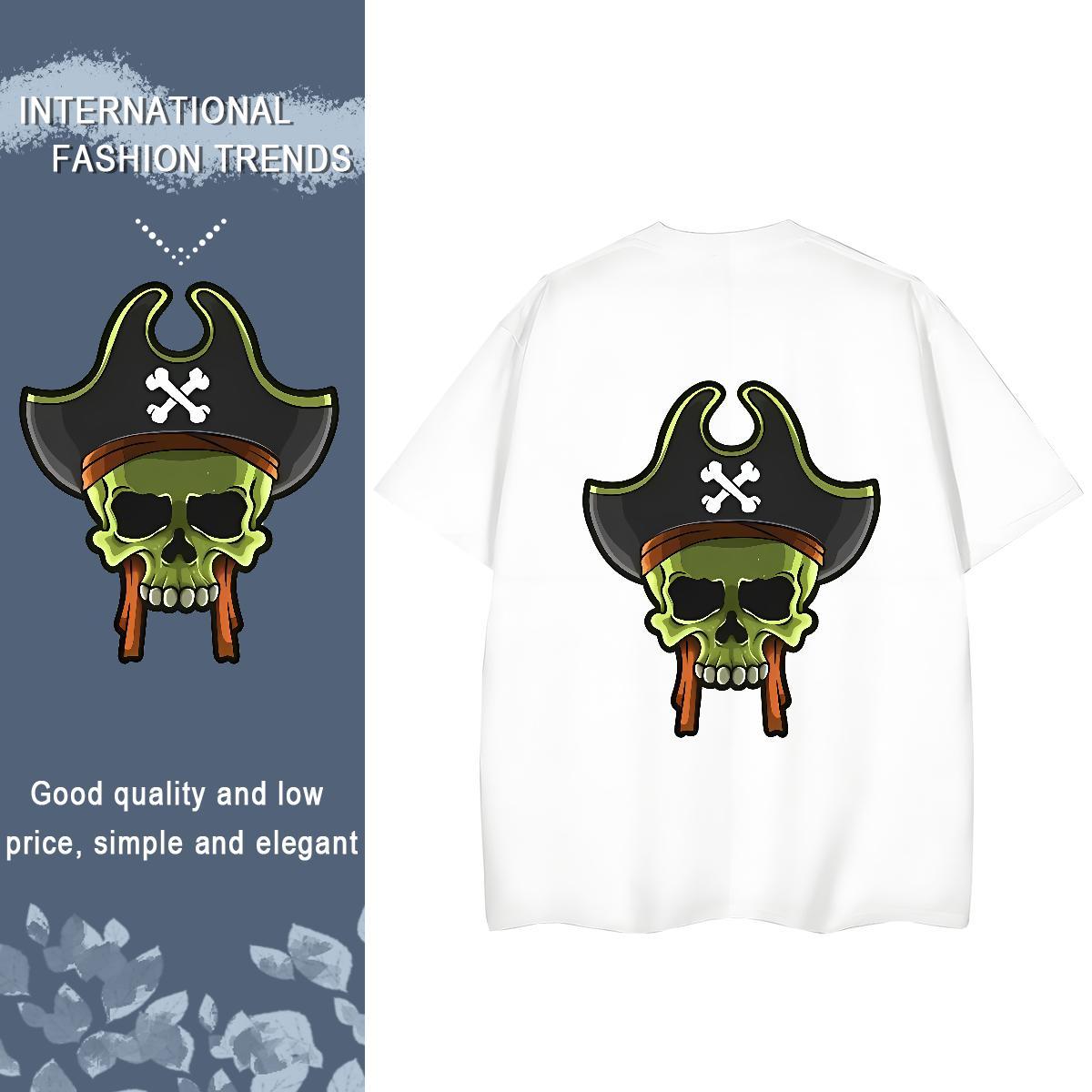 Casual New T shirt 230g Cotton O-Neck Short Sleeve Daily Wear skull Womens Tshirts High quality DIY Printed Clothes