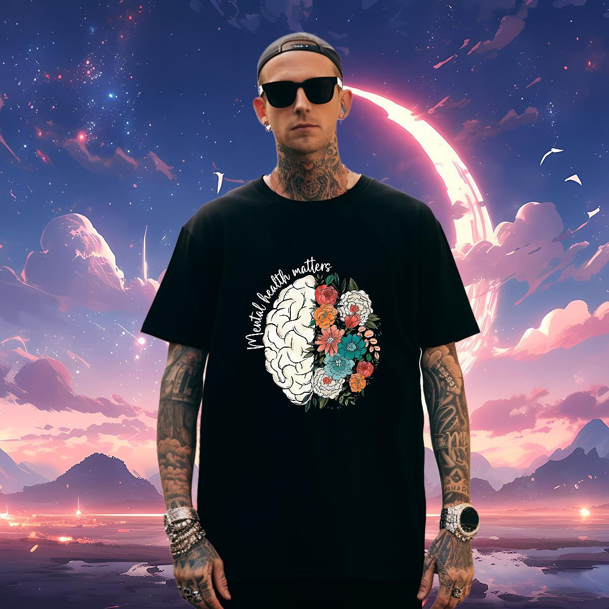 Soft head T Shirts Men High Street Hip Hop Mens Tshirts 230g 100% Cotton Classic Casual Pure Cotton Anime Print Clothings