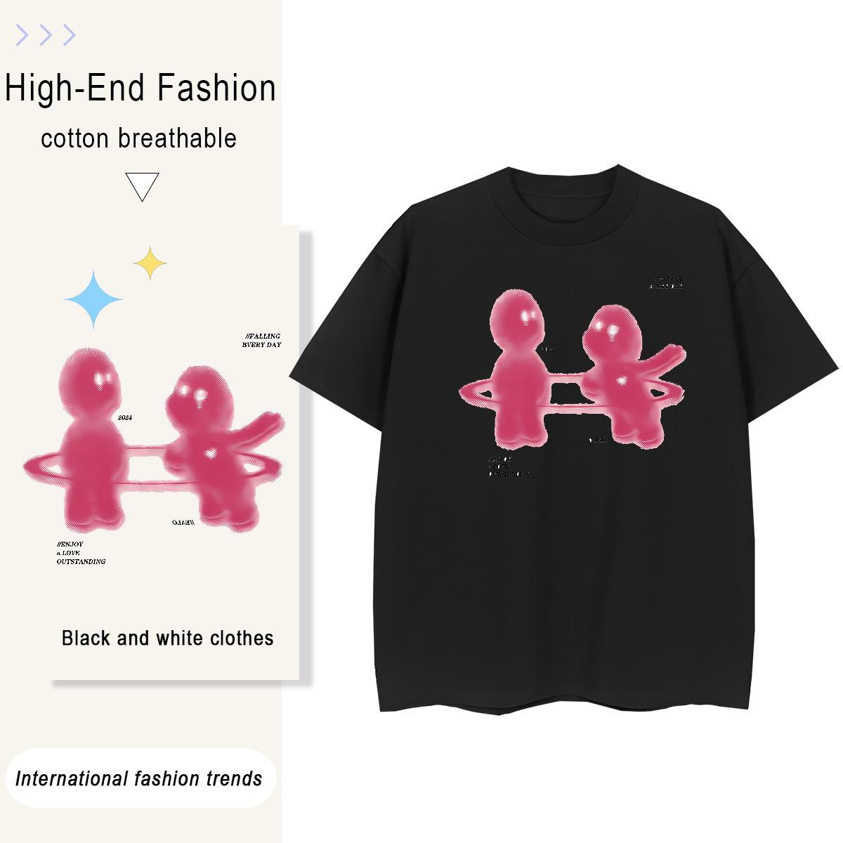 Designer Women Tshirts 230g 100% Cotton painting Daily Wear T shirt Breathable Custom Printed Clothes