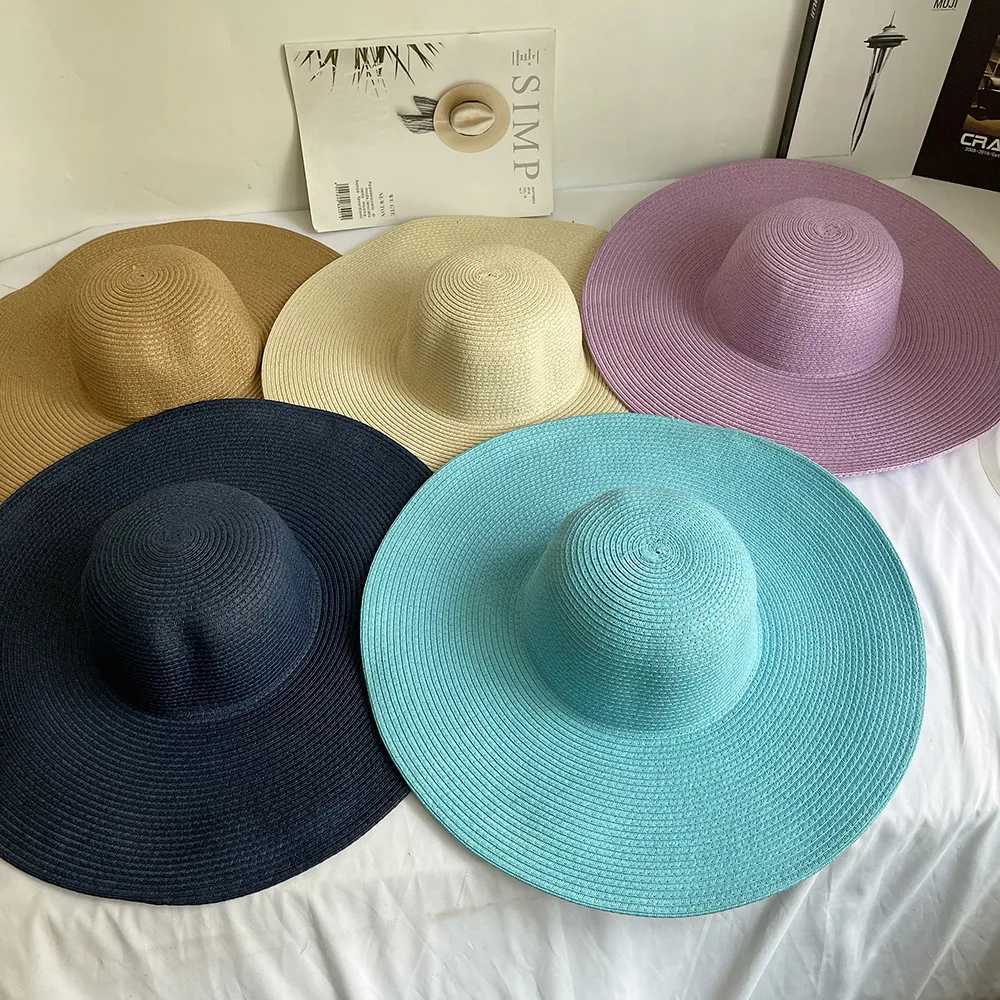 Big Brim Sun Protection Unisex Beach Hat Sunshade Womens Summer Outdoor Folding Straw Hat Jazz Hat Panama Hat Foldable Straw Hat W240821