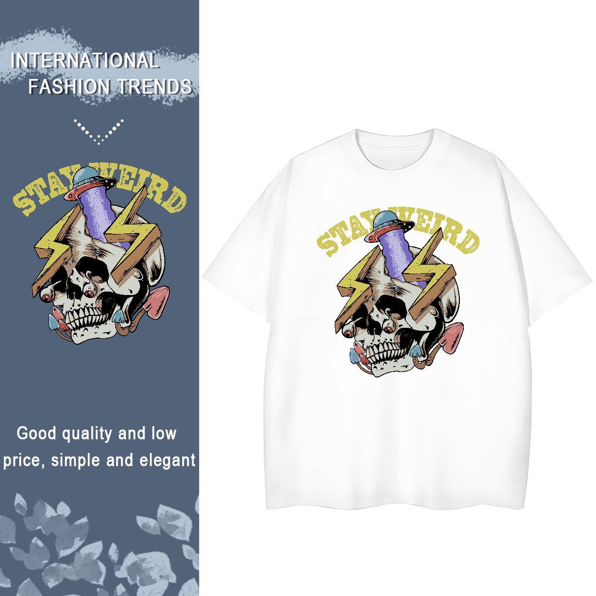 2024 DIY T Shirts Women 230g 100% Cotton Short Sleeve O-Neck Outdoor skull Woman Tshirt Designer Cartoon Anime Clothes Shirt