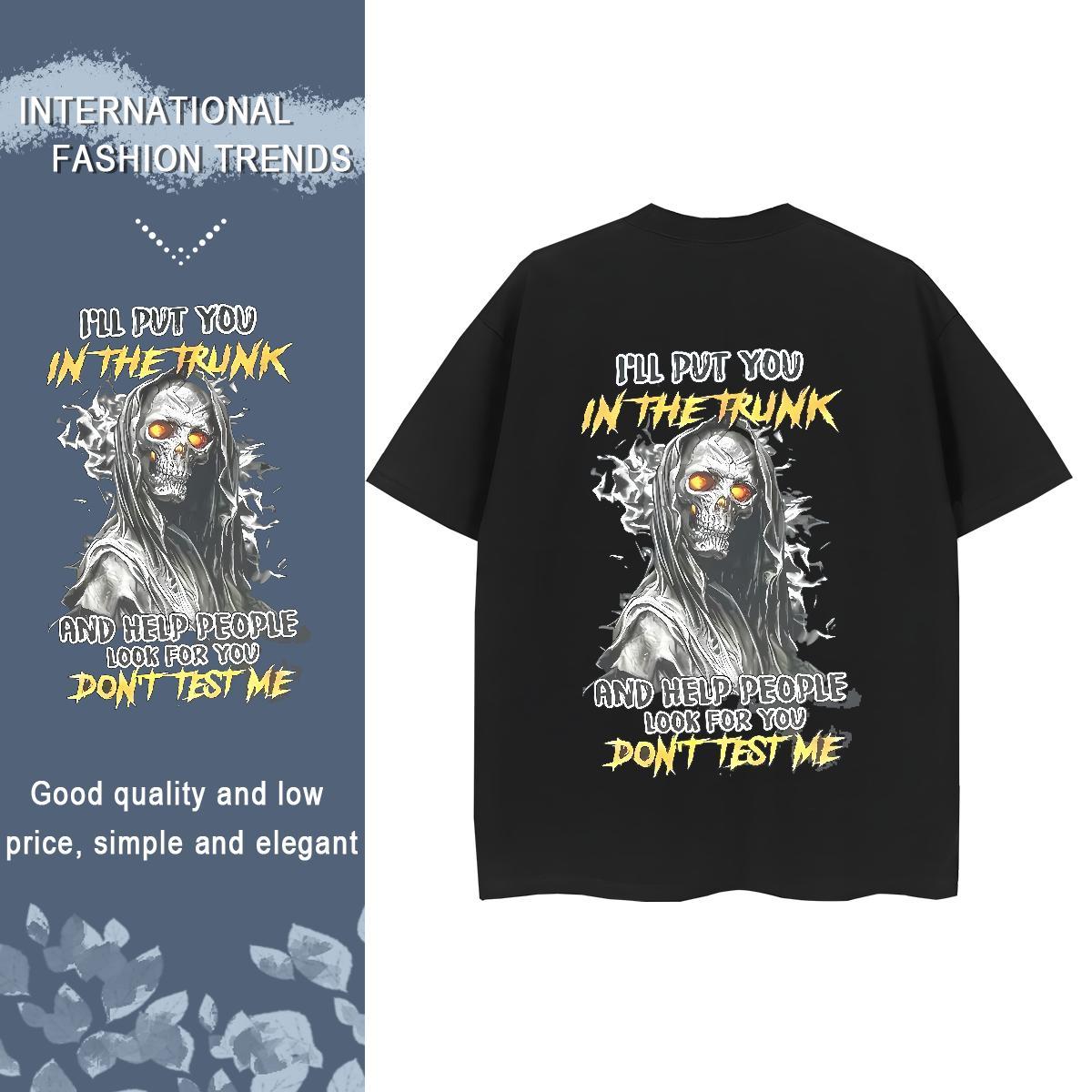 New Womens T Shirts 230g Cotton O Neck Short Sleeves Street Wear skull Lady T shirt Loose Plus Size Custom Clothings