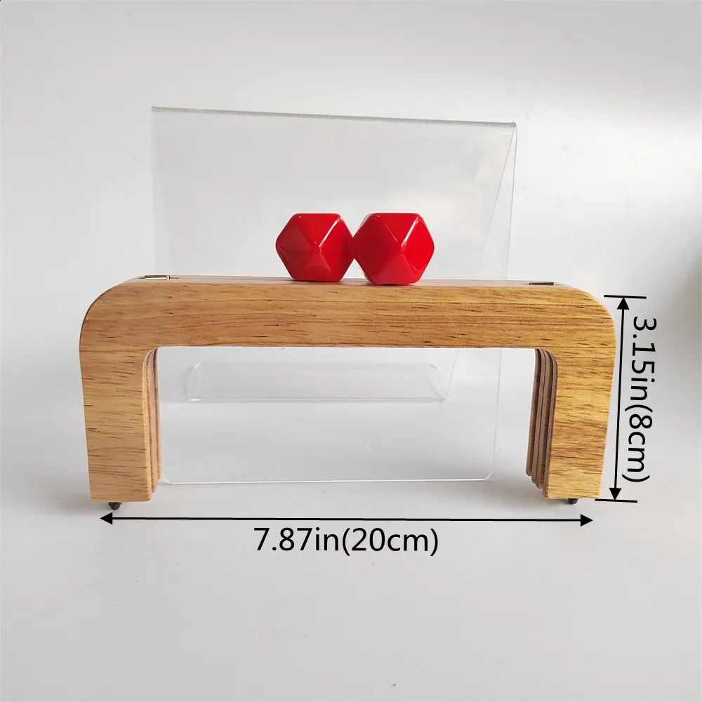 Red 20cm rectangular wooden frame acrylic resin kissing buckle used for DIY accessories of handbags and wallets Para Mochila 240821