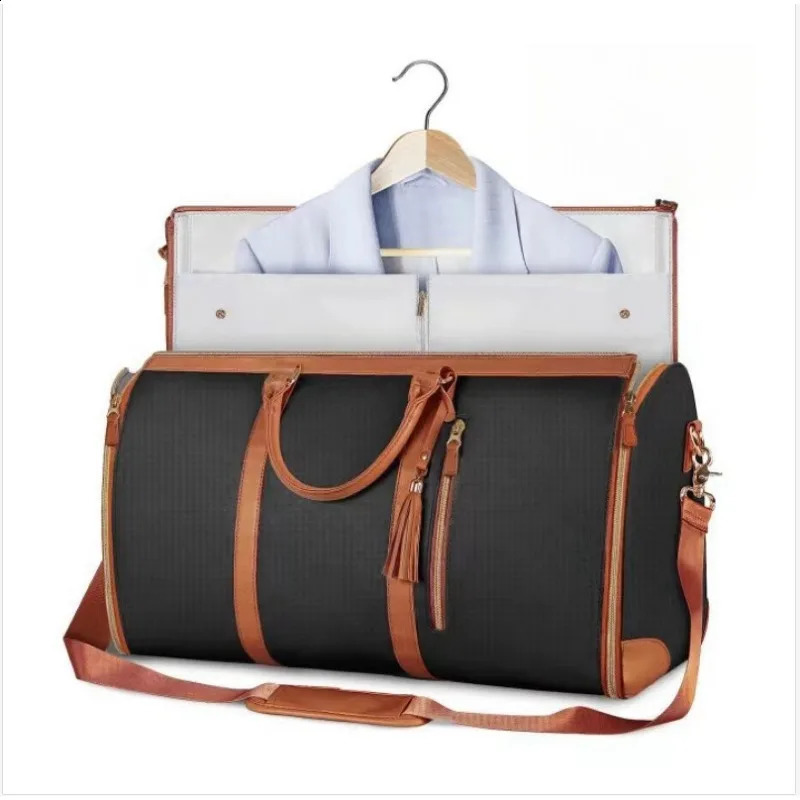 Foldable PU leather womens travel convenience handbag hanger set foldable handbag 240821