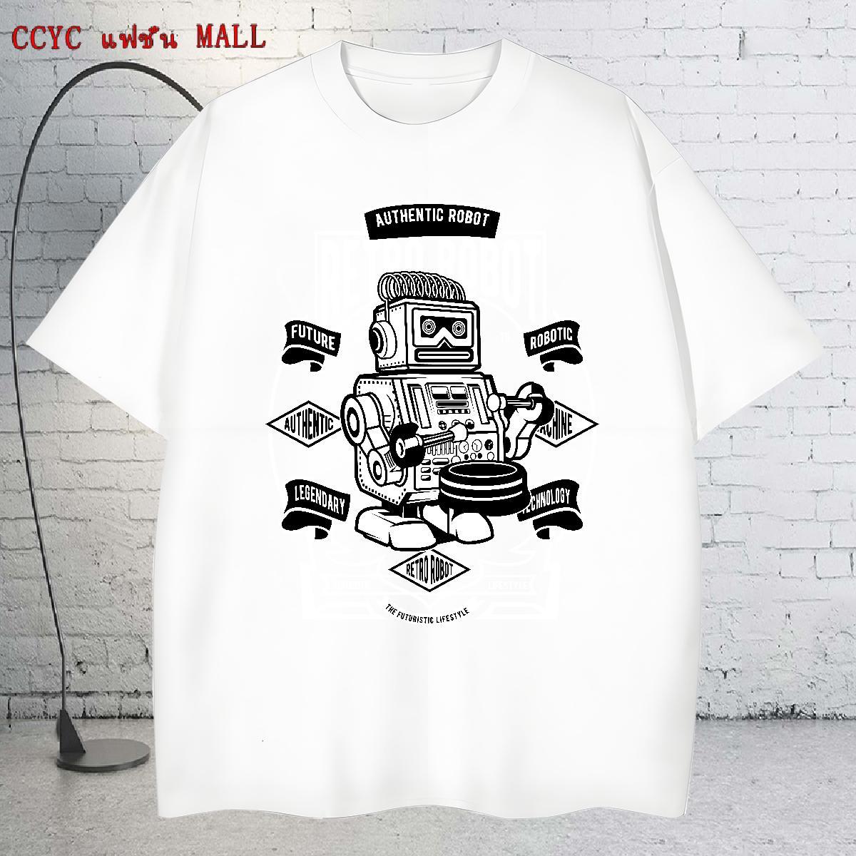 Unisex Men Tshirts Daily Outfit 230g Cotton Custom Big Size Breathable Soft robot T-Shirts Fashion New Clothings