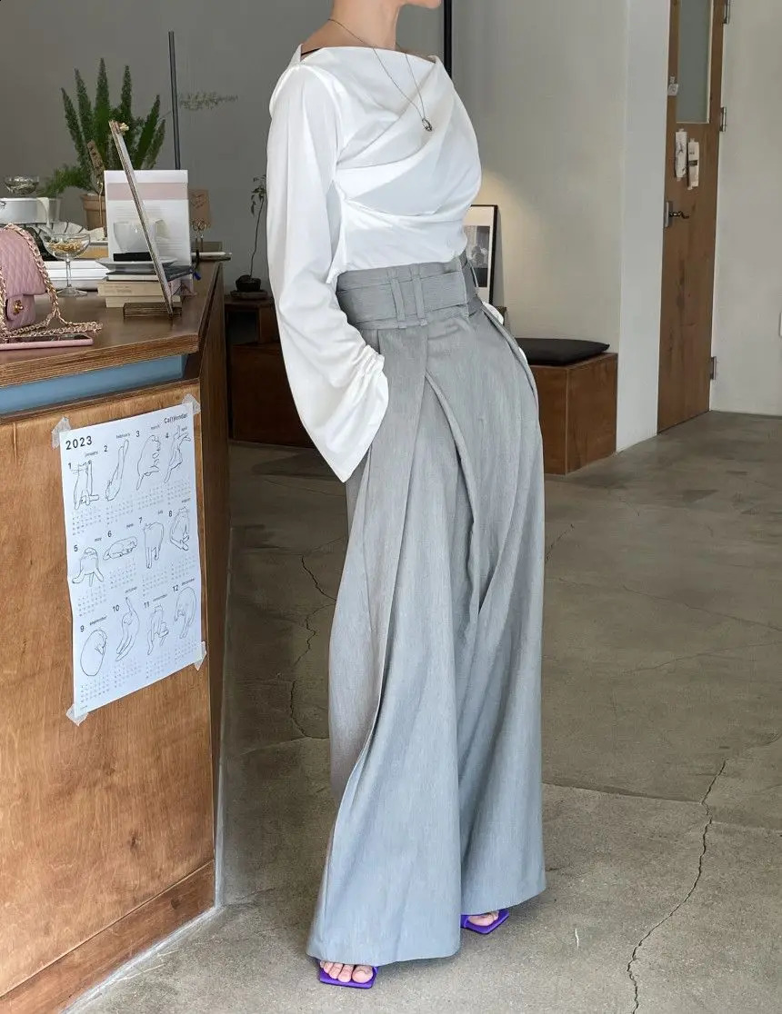QWEEK Y2k Vintage Suit Pants Woman Spliced Korean Fashion Harajuku Oversize Baggy Spring Youthful jogger Trousers Aesthetic 240821