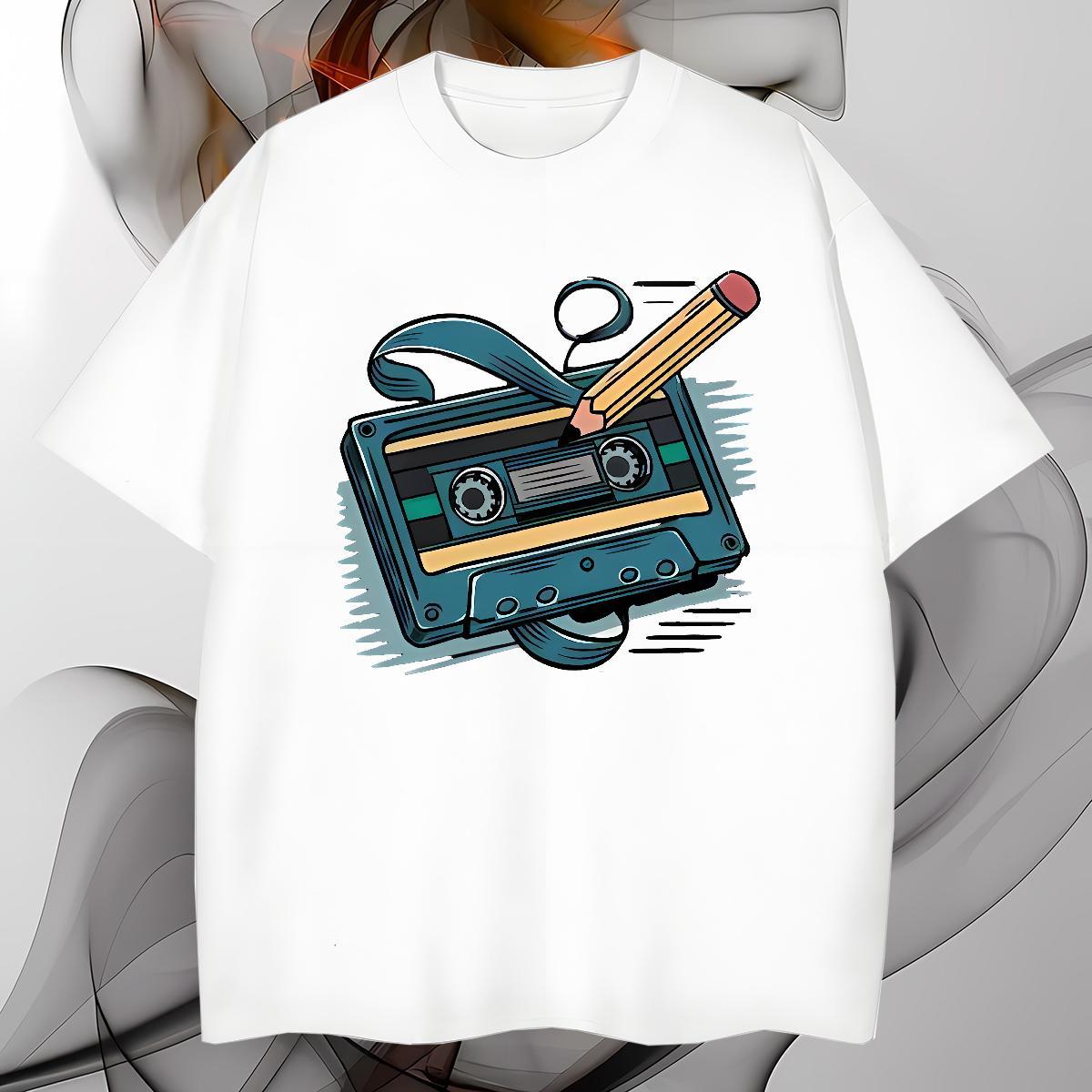 Comfortable radio Man T Shirts Street Men Tees 230g Cotton Custom Breathable Short Sleeve Cartoon Printing L-4XL Tees Shirts
