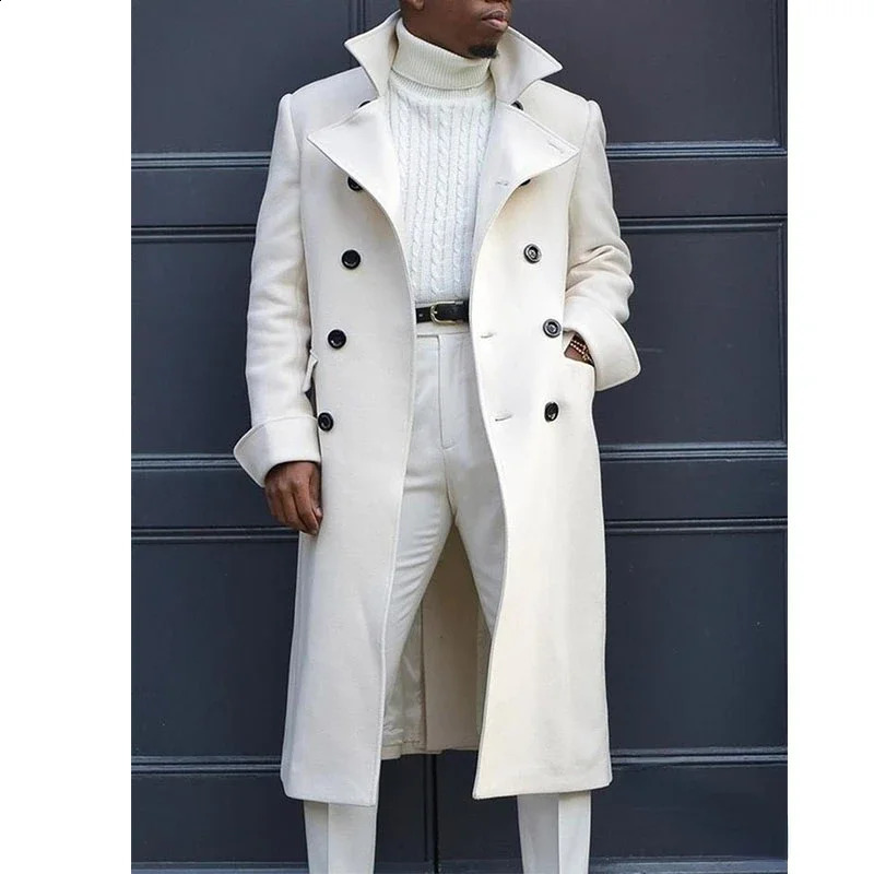 Men Trench Fashion Coat Autumn Winter British Loose Coat Medium And Long Trench Mens Long Coat La Ropa De Los Hombres 240822