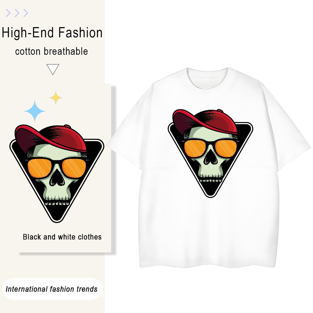 Classic Woman T Shirts 230g Cotton Breathable Crew Neck Home Outdoor skull Unisex Tshirts Comfortable Customized Polos