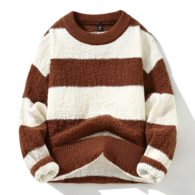 Winter Mens Stripe High-Quality Fashion Trend Sweater autumn Men Casual Comfortable Loose Warm Sweaters men size M-3XL 240821