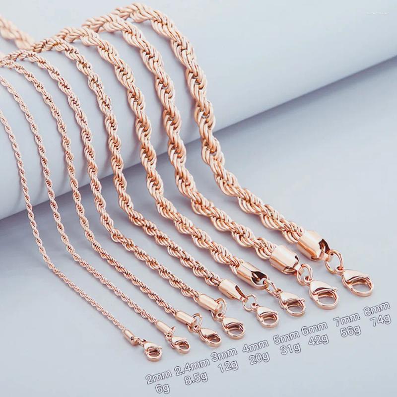 Chains 2/2.4/3/4/5/6/7/8mm Wide Rope Chain Necklace Stainless Steel Choker Men Women Jewelry Rose Gold Color
