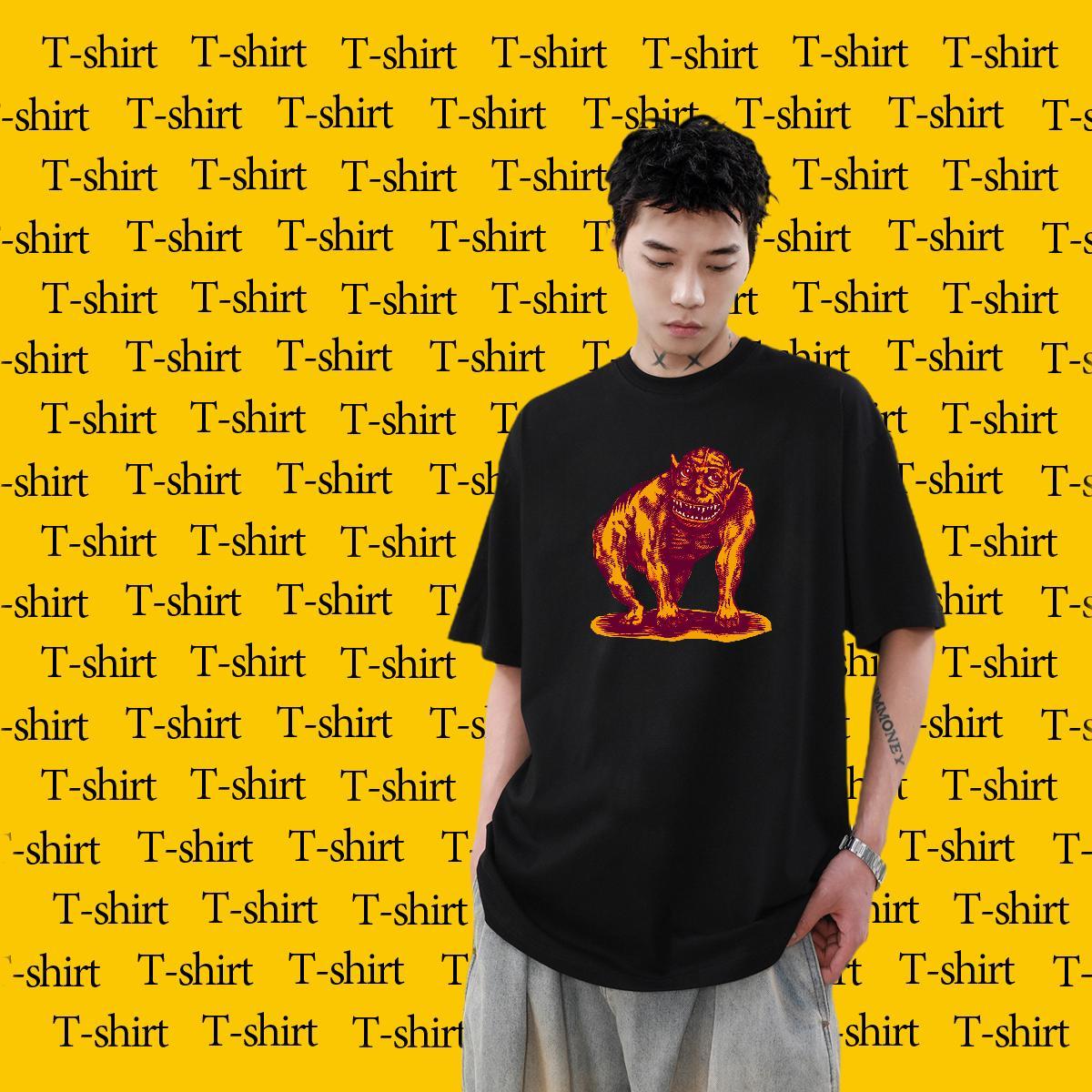 Fashion Design Daily Wear Men Tshirts scary Breathable Short Sleeve 230g Cotton T Shirt For Man Unisex DIY Anime Clothes