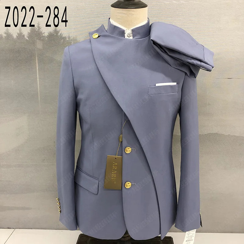 2024 Classic Chinese Tunic Suit Set For Men Formal Banquet Slim Fit Blazer Pants 2 Pieces Evening Dinner Elegant Male Costumes 240821