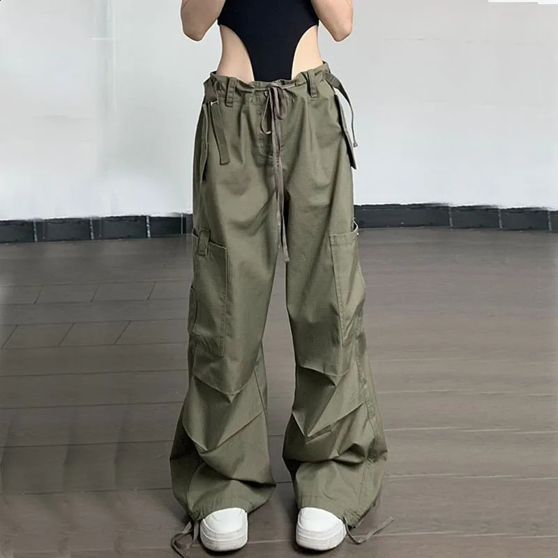 Y2K Vintage Hip Hop Cargo Pants Women Oversized Loose Streetwear Wide Leg Trousers Fashion American Style Casual Joggers Pants 240821